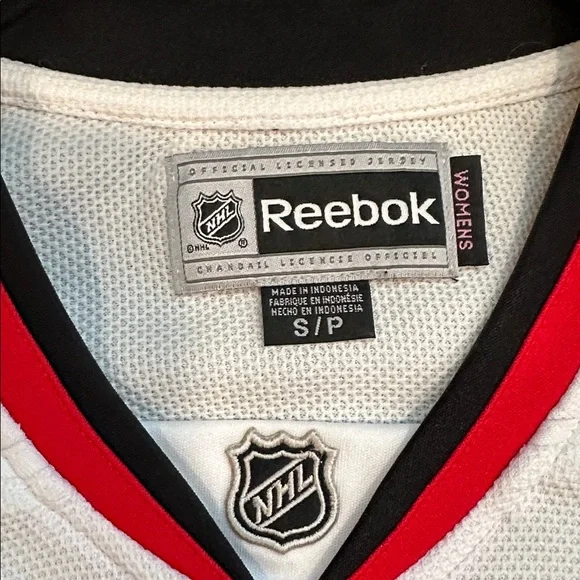 Reebok White Jersey with Black and Red Stripes - Picture 2 of 3